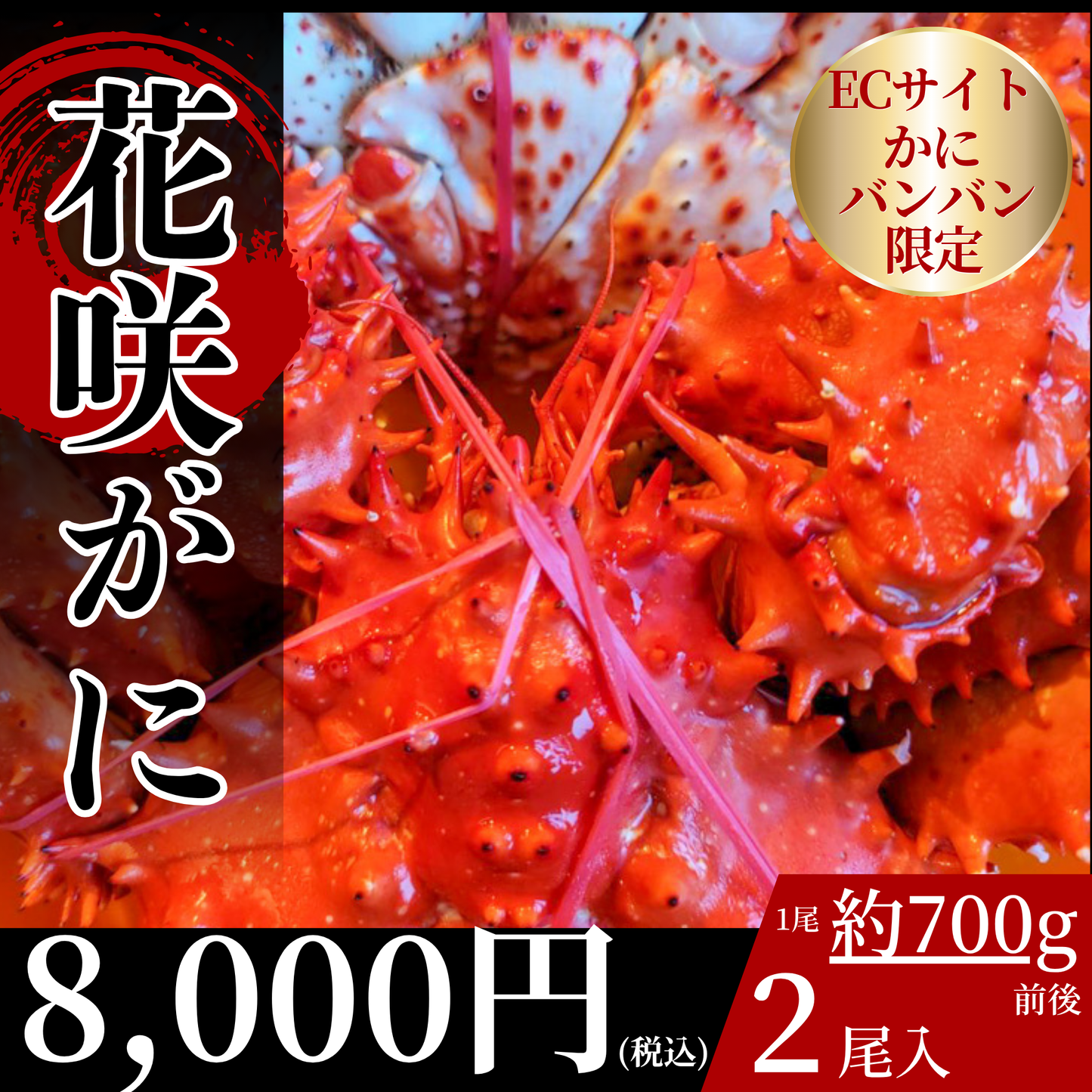 【大サイズ】ボイル花咲ガニ(700g)2尾入(購入時、チルド便(冷蔵)か冷凍便を記載お願いします)