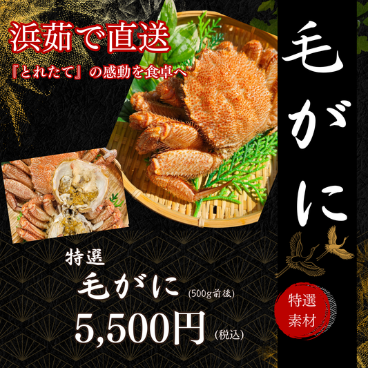 【浜茹で直送!!】かにバンバン特選!! ボイル 毛がに(500g前後)